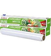 KAMMAK Plastic Wrap, Food Wrap with Slide Cutter, Cling Wrap 12 inch Food Service Clear Cling Fil...