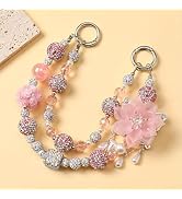 Frinnovan, Rhinestone Bag Charm Chain Crystal Heart with Tassel Bow Beads Purse Chains Decorative...