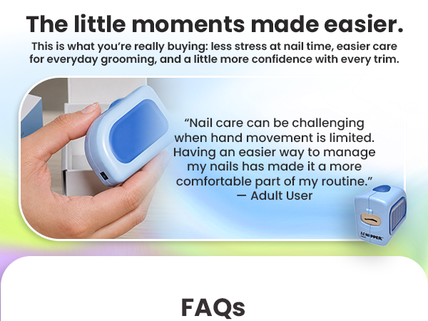 an adult clipping their own nails independently with ClipDifferent