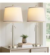 PARTPHONER Bedside Lamps Set of 2, Tall Table Lamps for Living Room, Height Adjustable Nightstand...