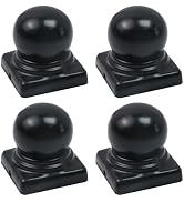 Tsnamay 4Pcs Black Fence Post Caps with Top Ball,Post Caps Ball Dome Deck Post Caps with Screws f...