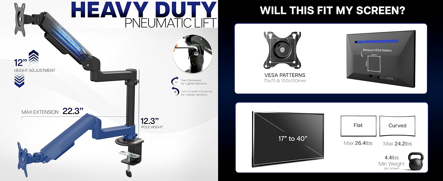 Single Pneumatic Arm Mount