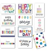 100 Birthday Cards, Happy Birthday Cards Bulk with Short Message Inside, 5x7 Inch Thick Card Stoc...
