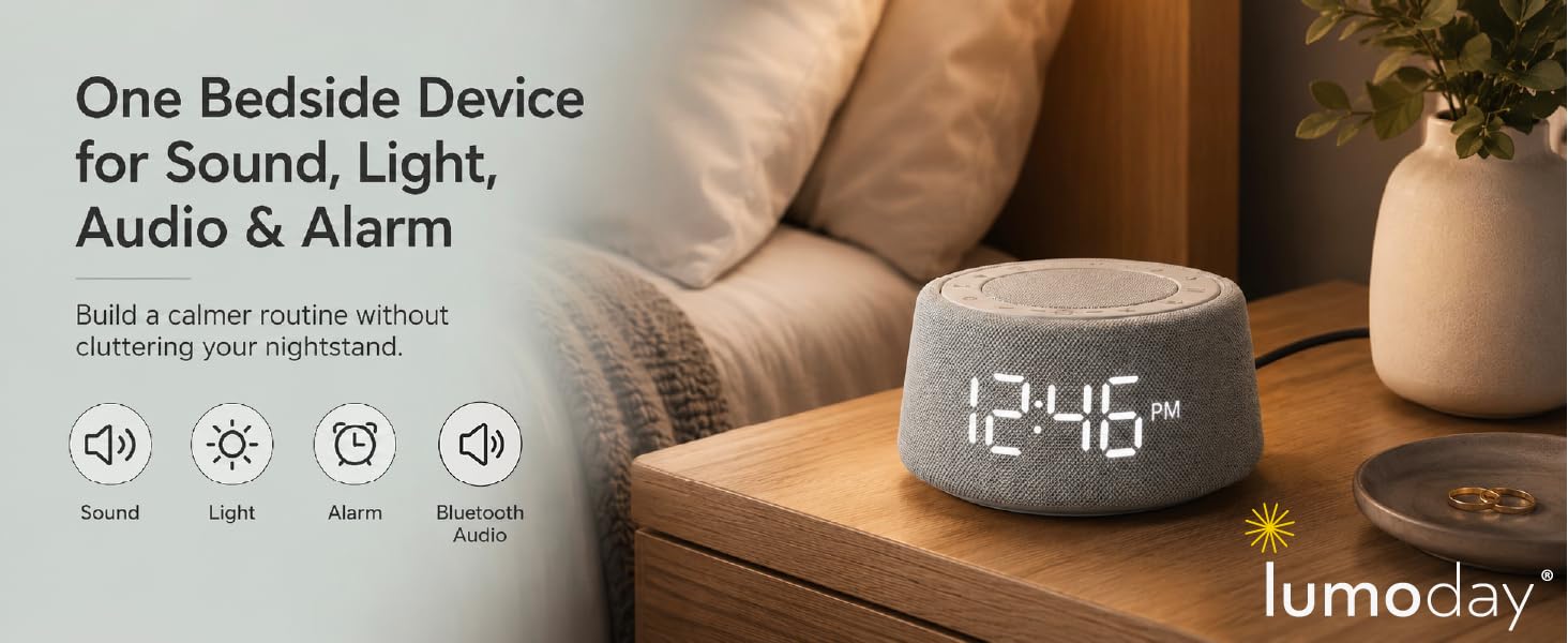 One Bedside Device for Sound, Light, Audio & Alarm