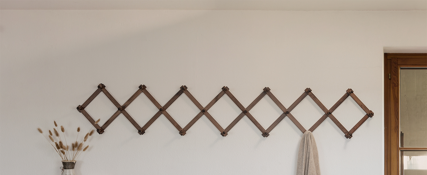 SKOLOO Accordion Wall Hanger for hanging scarf walnut