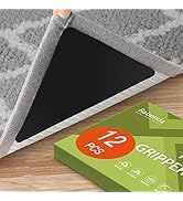 Rabenda 12 Pcs Grippers for Rugs, Non Slip Rug Stickers for Hardwood Floors and Tiles, Reusable a...