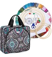 LoDrid Embroidery Kit, Embroidery Project Bag with Embroidery Kit, Portable Craft Carry Case with...