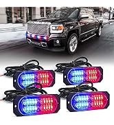 Xprite Red Blue 20 LED Surface Flush Mount Grille Emergency Strobe Lights Kit Deck Dash Grill Sid...