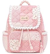 shiprabags Quilted Mini Backpack For Women,Small Cute Cotton Floral Backpack Purse, Drawstring Da...
