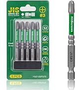 5PK JIS PH3 Screwdriver Bits,3" / 75mm Impact Ready Japanese Cross Point Bits,Taiwan S2 Steel Mag...