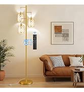 GHOOCEMLUX Dimmable Floor Lamp, Farmhouse Standing Lamp with Elegant Metal Cage, Industrial Tall ...
