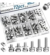 smseace 72Pack Battery Terminal Bolts and Nuts 6-Sizes M6x10/12/14/16/18/20mm 304 Stainless Steel...