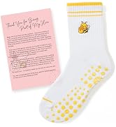 CoolMate Embroidered Pilates Socks with Grips for Women, Yoga Socks, Crew Non Slip Women for Work...