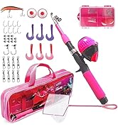 Play22 Kids Fishing Pole Pink - 40 Pc Kids Fishing Rod and Reel Combos - Fishing Poles for Youth ...