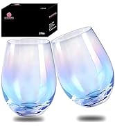 HELLWANG Wine Glasses Set of 2, 20 Ounce Iridescent Stemless Wine Glass for Red or White Wine, Wh...
