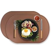 Placemats Oval Tablemats Heat Resistant Placemat, Set of 2 Waterproof Oilproof Stain Non-Slip Foo...