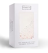 Stylish 7.5 x 4.25 Inch Rose Gold Dinner Napkins - 100 Pack of White and Rose Gold Napkins - Add ...