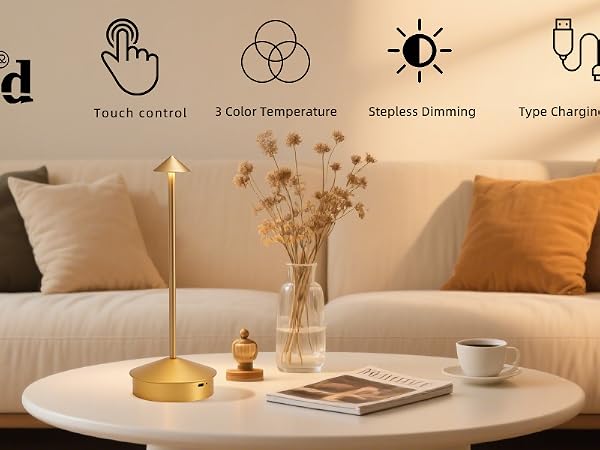 Cordless table lamp for living room