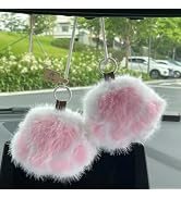 XMALL Cat paw shaped plush ornament, Car rearview mirror decoration accessory, A pair of cute 5-i...