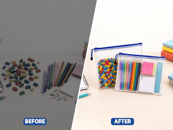 Mesh Zipper Pouch Before & After