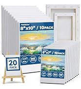 Halobios Professional Stretched Canvas for Painting with 8x10 inch, 5x7 inch (10 of Each), 20 Pac...