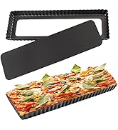 Cyimi 14 Inch Rectangular Tart Pan Set of 2, Nonstick Quiche Pie Pan with Removable Bottom Tart P...