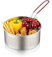 ChimimeDecor Deep Fryer Basket, Round Stainless Steel Frying Basket with Long and Detachable Heat...