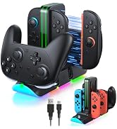 FASTSNAIL Charging Dock Compatible with Switch 2/1 for Joycon, Charging Stand for Switch 1/2 P Co...