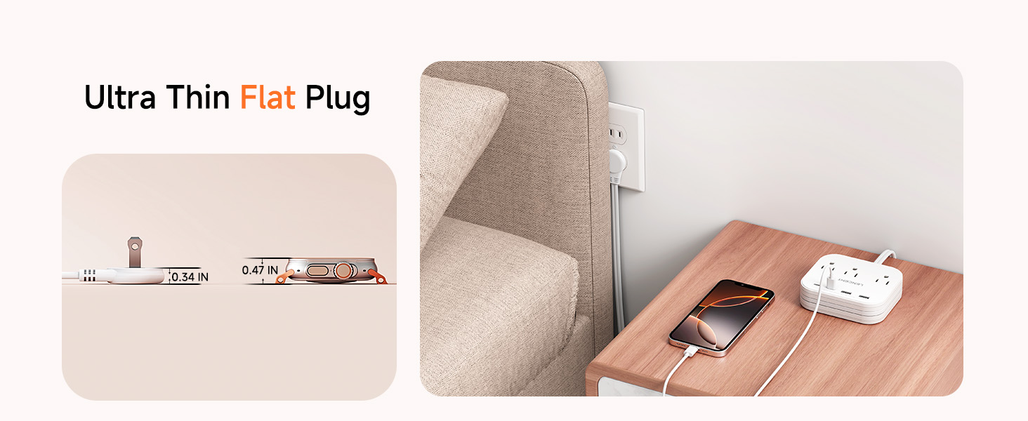 Flat Plug Power Strip