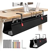SUREUP9 48" Under Desk Cable Management Tray, No Drill Desk Cable Management Wire Standing Desk C...