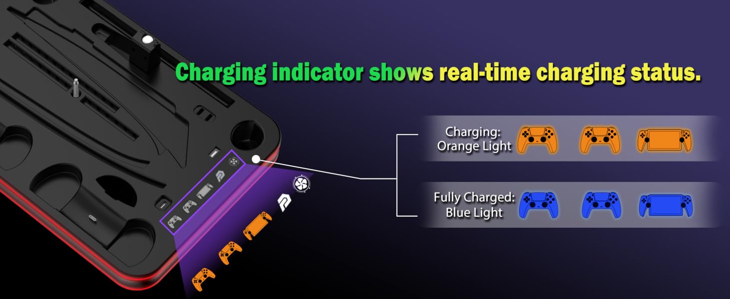 Charging indicator shows real-time charging status.