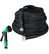 DTRK Garden Hose 5/8 in. x 100 FT Durable Water Hoses with 7 Function Hose Nozzle, Lightweight Ki...