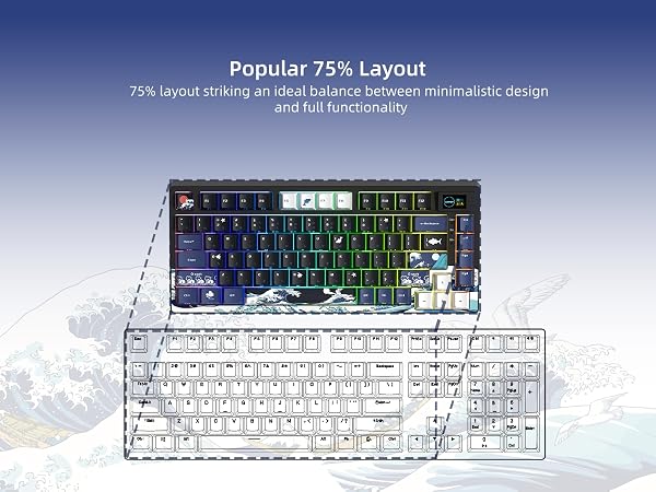 75% Keyboard with Color Multimedia Display Mechanical Gaming Keyboard Wired Hot Swappable