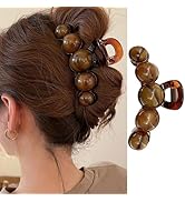Brown Pearl Hair Clips Large Pearl Hair Claw Clips for Thick or Thin Hair Acrylic Hair Accessorie...