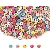 SUTOUG 1000PCS Colourful Letter Beads for Threading, 4 x 7 MM Acrylic Round Beads for Jewellery D...