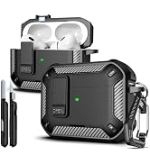 R-fun for AirPods Pro 2 Case with Cleaning Kit,Carbon Fiber Elements Military Drop Proof Auto Pop...