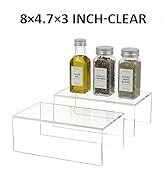 Sezanrpt Acrylic Shelf Riser 8x4.7x3 pack of 2, Desktop Rectangular Acrylic Tray Pedestal Stand f...