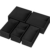 6 Pack Clothes Drawer Organizer Dividers, Fabric Foldable Closet Dresser Drawer Organizer for Clo...