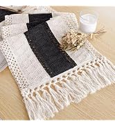 FEXIA Boho Table Runner for Home Decor with Tassels 72 Inches Long Farmhouse Rustic Black Hallowe...