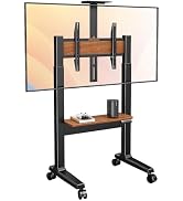 Perlegear Motorized Mobile TV Stand on Wheels for 37–86 Inch TVs up to 154 lbs, Electric Height A...