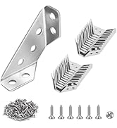 PlusRoc 12-Pack Universal Stainless Steel Furniture Corner Connectors with Screws - Heavy Duty Tr...