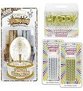 BEST PARTY EVER! Gold/Silver Birthday Candle Kit, Includes Confetti Candle Cake Topper 2-Pack, Go...