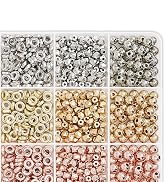 Redtwo 2300 Pcs Gold Spacer Beads Set for Jewelry Making, 6 Shapes Round Star Heart Pineapple Fla...