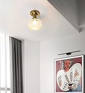JiMuBeam Clear Ribbed Glass Pendant Light in Antique Brass Color for home office