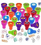 24-Pack Christmas Self-Inking Stamps, 12 Assorted Designs Stampers with Santa, Snowman, Reindeer,...