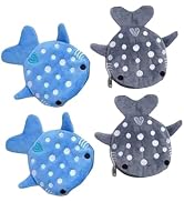 4Pcs Cute Whale Shark Coin Purse, Shark Wallet Novelty Purse Aesthetic Kawaii Accessories With Zi...