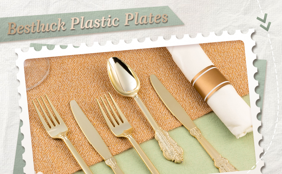 gold plastic silverware