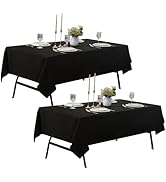 ZarzaaSik 2-Pack 60x102 inch Black Table Cloths, Solid Stain and Wrinkle Resistant Oblong Tablecl...