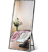 Full Length Mirror 65"x23.6" Standing or Wall Hanging, Vertical Black Frame HD Rectangle Full Bod...