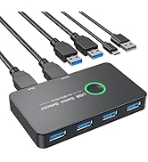 USB Switcher 2 Computers, USB 3.0 KVM Switch Hub Adapter Selector for Keyboard Mouse Printer PC S...